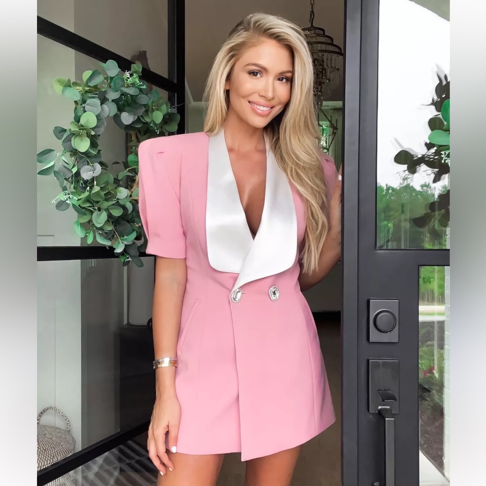 Fashion Nova Pink and White Mini Dress